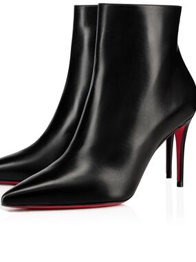 Christian Louboutin So Kate Booty 85 Black Calf Leather Ankle Heel Bootie 41.5